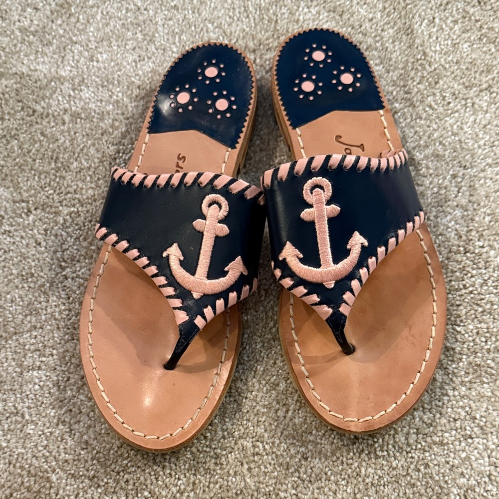 Navy and Pink Anchor Jack Rogers Women's Sandals
